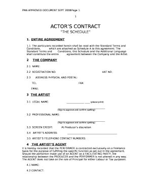 Free Printable Actor Contract Template
